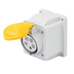 ESR IP44 Yellow Industrial Switched Interlocked Socket 110V 32A 2P E SI32314 